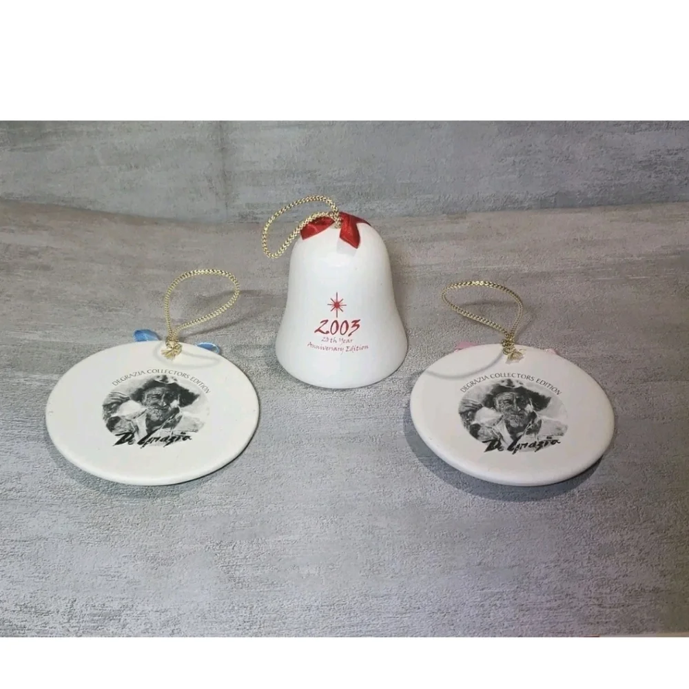 DeGrazia Ornament Lot Of 3 Christmas Native American Signed